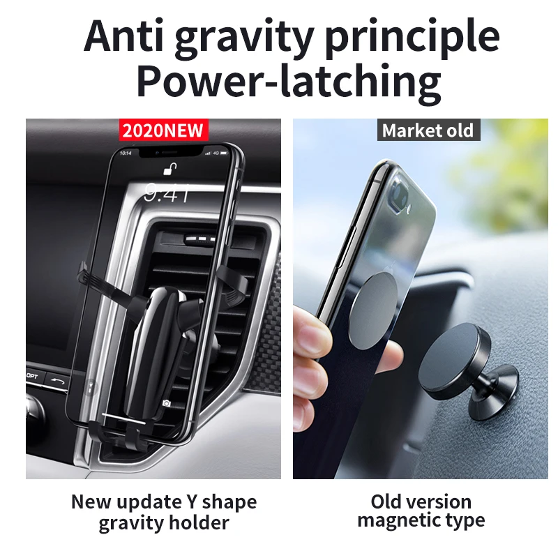 

Hot Gravity Car Holder For Phone in Car Air Vent Clip Mount No Magnetic Mobile Phone Cell Stand Support