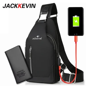 Мужская нагрудная сумка JackKevin, многофункциональная Наплечная Сумка, в Корейском стиле, из ткани Оксфорд