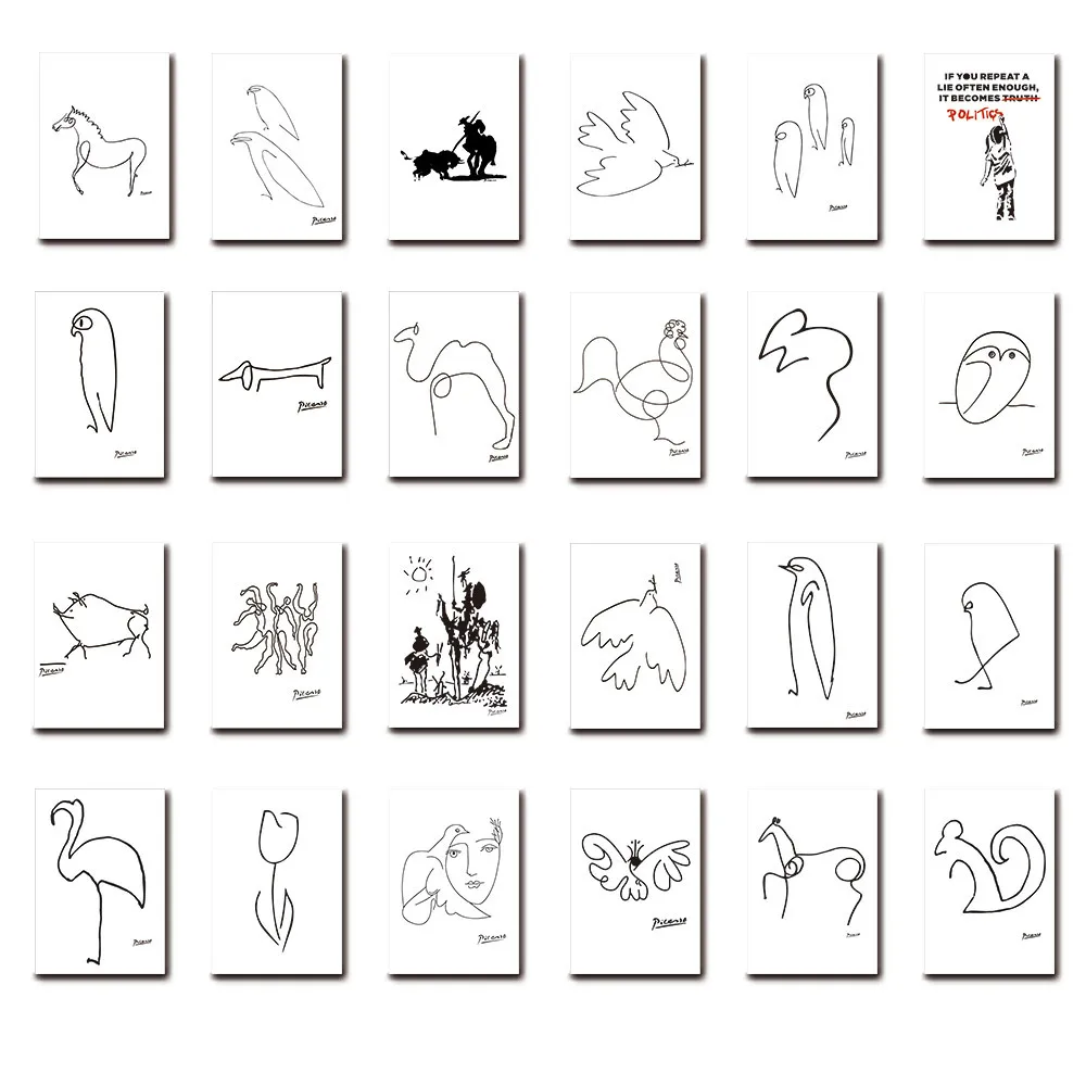 Новый современный минималистичный абстрактный животный Пикассо Художественная