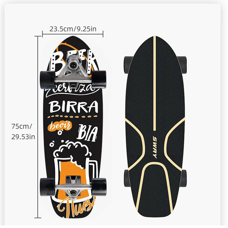 76CM Deck Land Surf Skate Board CX7 Surfskate Complete Longboard Outdoor Carving Pumping Board Maple Sport Surf Skateboard
