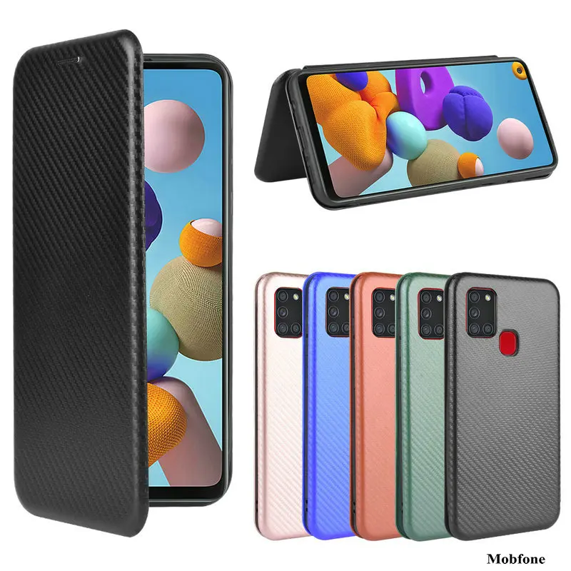 

Чехол для Samsung A21s, чехол из углеродного волокна с текстурой, флип-чехол для Samsung Galaxy A21S, чехол-бумажник для Galaxy A21 S A21S, чехол для телефона
