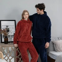 womens pajama set warm flannel pijamas sleepwear 2 pcs homewear thick winter velvet female plush pyjamas suit sweatshirt lover