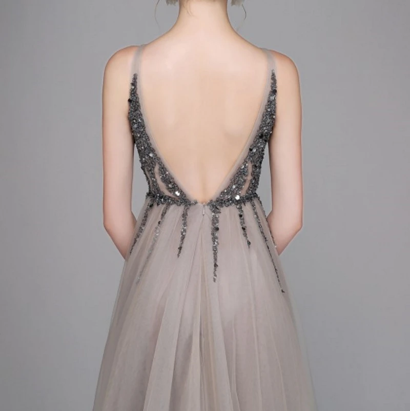 Лидер продаж 2021 вечернее платье А силуэта с глубоким V образным вырезом и