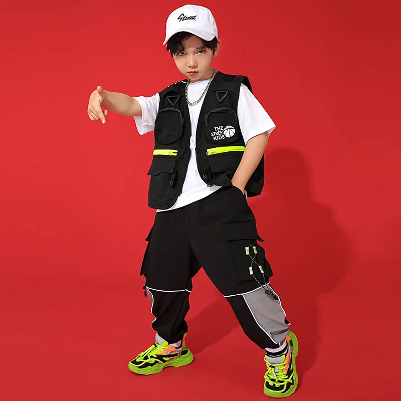 

Children'S Hip-Hop Dance Costume For Boys Waistcoat Hiphop Suit Girls Jazz Performance Costumes Street Dance Clothes DN8483