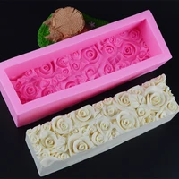 rectangular rose flower silicone soap mold flexible toast loaf cake chocolate fondant mould handmade soaps making tool