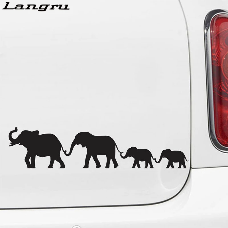 Langru Car Elephant Family Walking- Warm And Romantic Vinyl Decal Rear Window Sticker Body Accessories Jdm | Автомобили и