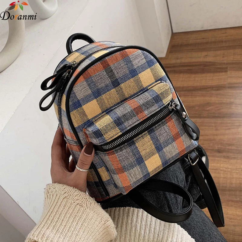 DORANMI модный клетчатый мини рюкзак Женский школьный ранец 2020 женские рюкзаки