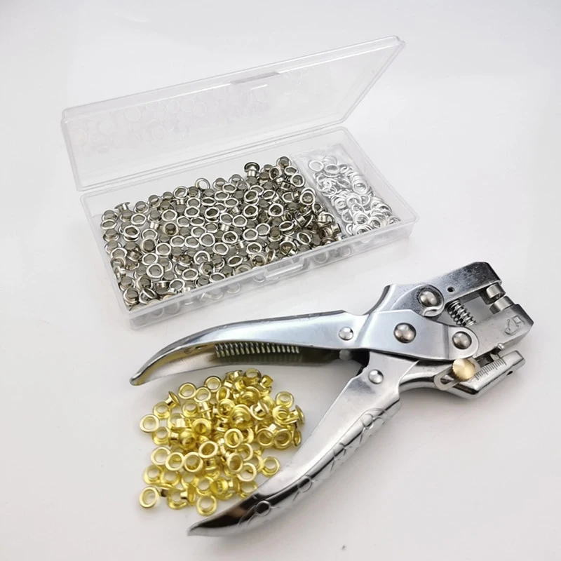

Grommet Eyelet Pliers with 200 Piece Eyelets Easy Press Hollow Grommet Portable Handheld Grommet Eyelet Setting Tools