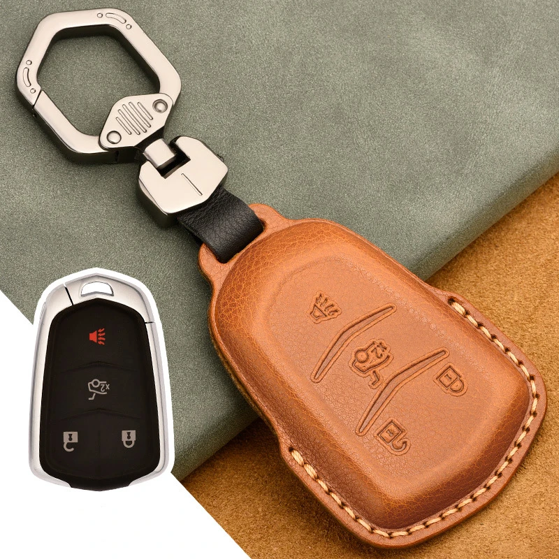 

Leather key case cover For Cadillac ESV Escalade CTS XTS SRX ATS CT5 XT5 XT6 Key Shell protective shell holder Accessories