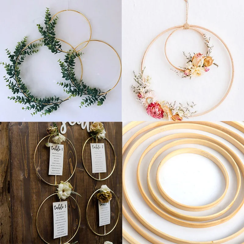 

Wedding Decoration 10-40cm Rattan Bamboo Wreath Metal Hoop Wreath Decor Floral Hoop Bridal Shower Decor for Home Hanging Craft