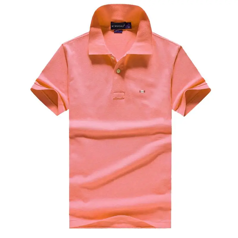 Мужская рубашка поло с коротким рукавом Повседневная Однотонная из 100% хлопка 21