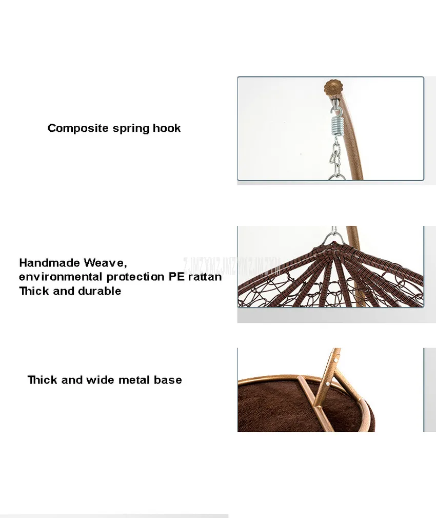 Creative PE Rattan Weave Double Person Seat Swing Hanging Chair With Handrail Home Balcony Living Room Leisure Lazy Lounge Chair