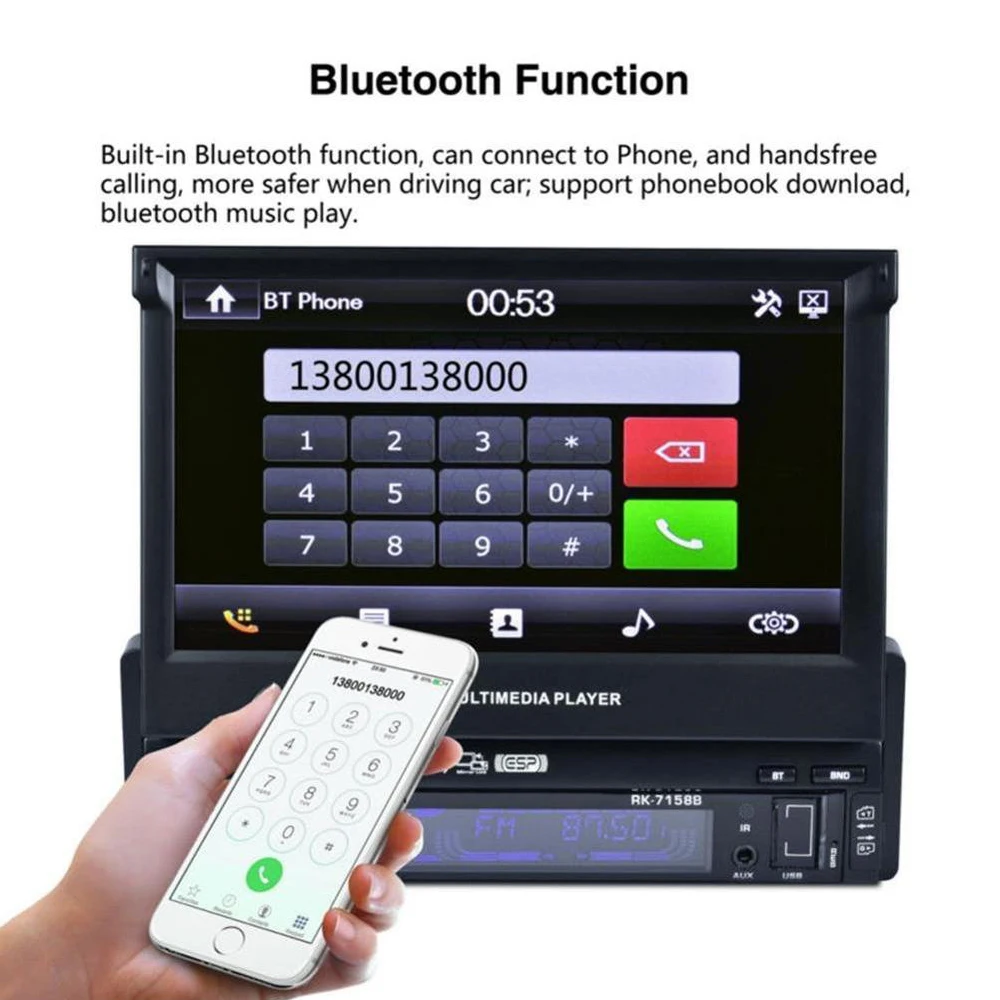 Автомагнитола LAESD 1 Din с поддержкой Bluetooth и сенсорным экраном 7