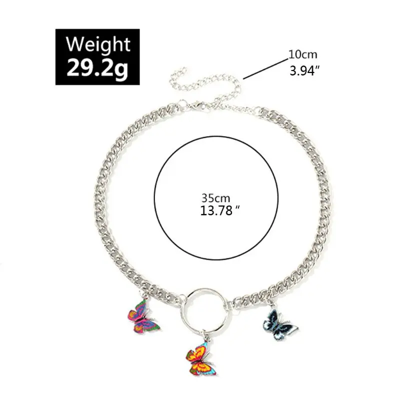 Яркое колье с бабочками ожерелье круглыми тяжелыми кубинскими цепочками