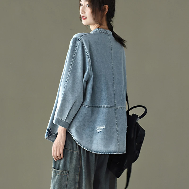 Куртка Max LuLu женская джинсовая в стиле панк модная Дизайнерская верхняя одежда из