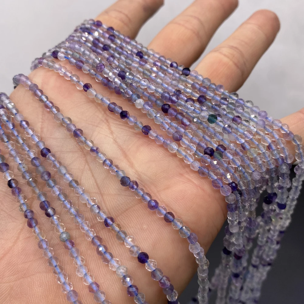 

Small Beads Natural Semi-Precious Stones Purple Fluorite Faceted Beads for DIY Necklace Bracelet Accessories Women Jewelry 3mm