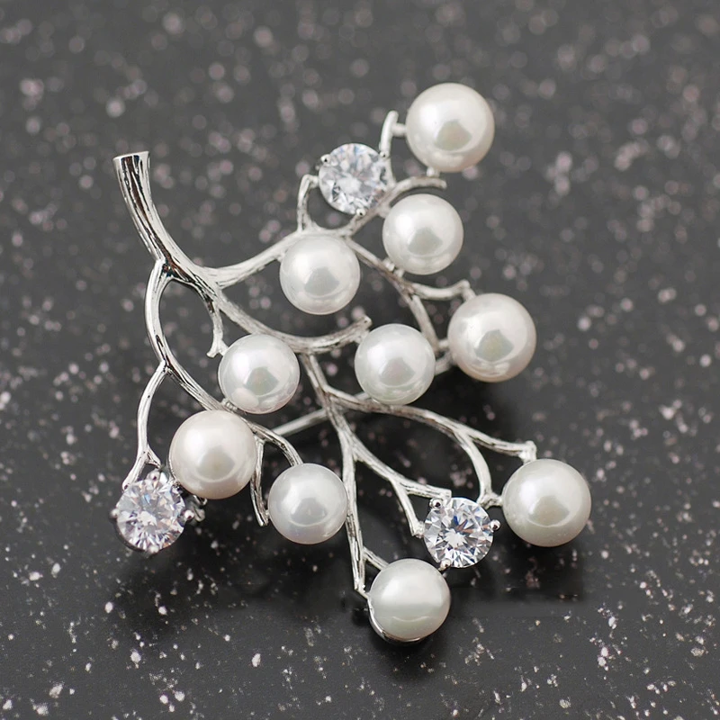 Новая мода филиал Имитация Жемчуга Роскошный горный хрусталь атмосферная брошь