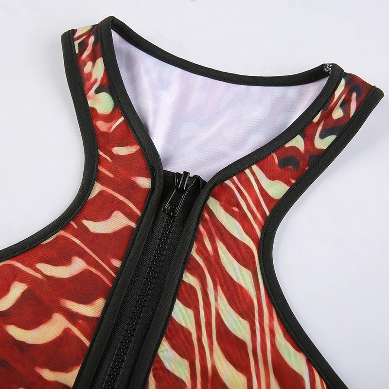 CIBBAR Vintage Print Zipper Skinny Maxi Dress Women O Neck Sleeveless Hollow Out New Fashion Elegant Partywear Bodycon Dresses