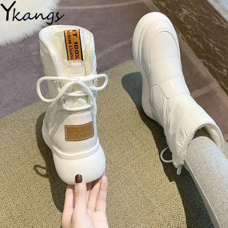 

Women's Winter High Boots Add Velvet To Keep Warm Harajuku Style Waterproof Boots Female Women Shoes Outdoor Wild Platform Shoes