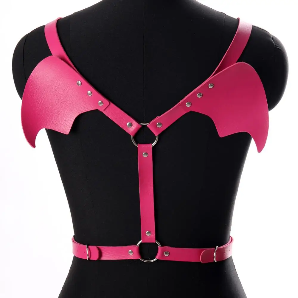 PG0695-rose-red Розовое крыло кожаный пояс для бюстгальтера сексуальное женское белье пастельный Готический Топ подвязки бикини вечерние размера плюс женский ремень клетка - Цвет: PG0695-rose-red