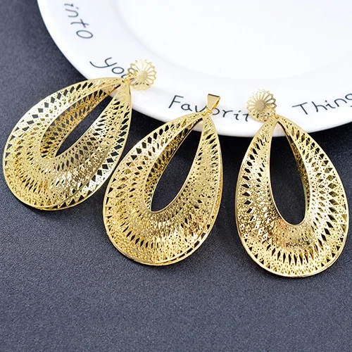 Earrings Pendant Солнечные ювелирные изделия классические большие комплекты украшений для женщин серьги подвеска ожерелье сердце ювелирных изделий для свадьбы юбилей подарки - Окраска металла: Earrings Pendant