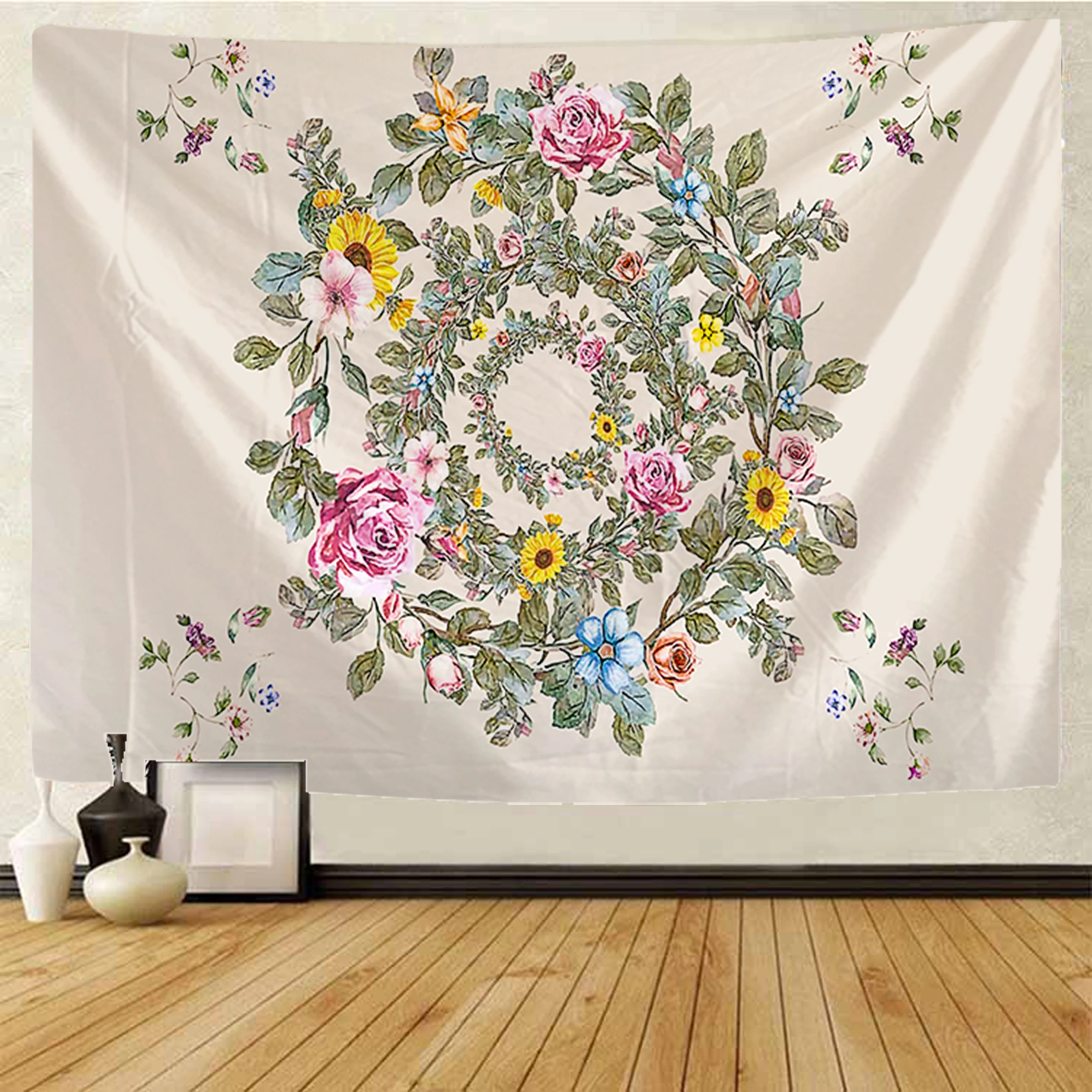 Красивый настенный гобелен с цветочным рисунком мандалой покрывало для дивана в