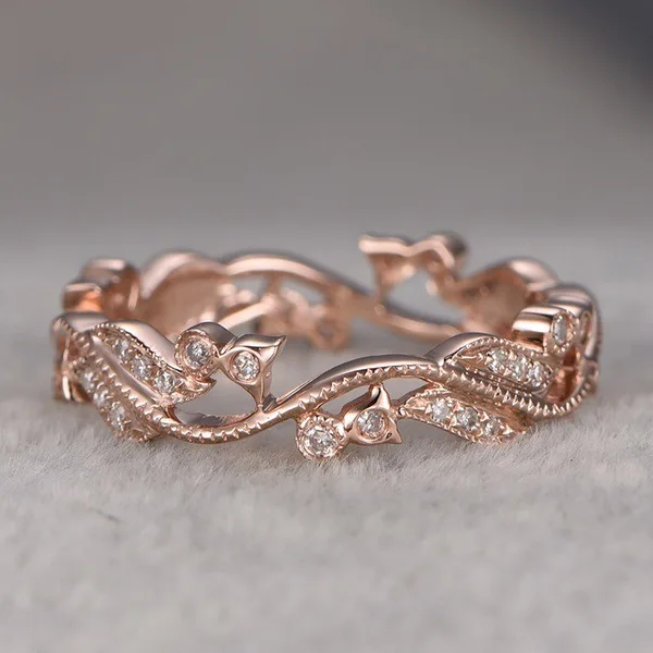 Lucky Flower Vine Leaves набор колец с покрытием из розового золота 14k цветок ручное