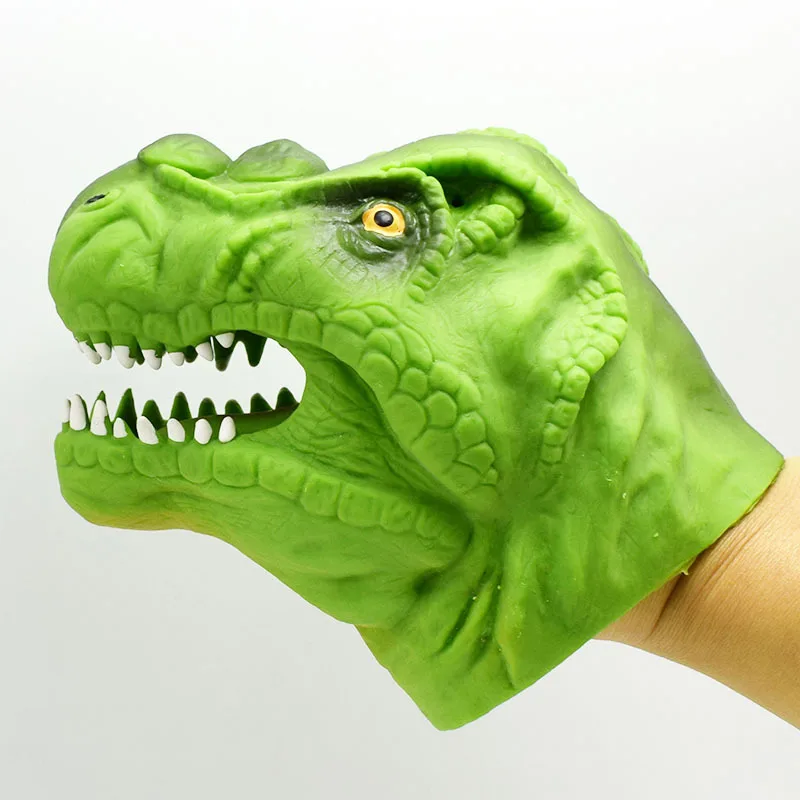 

Eco-friendly TPR Plastic Jurassic Green Tyrannosaurus Rex Dinosaur Hand Puppet Toy Interactive Story Props