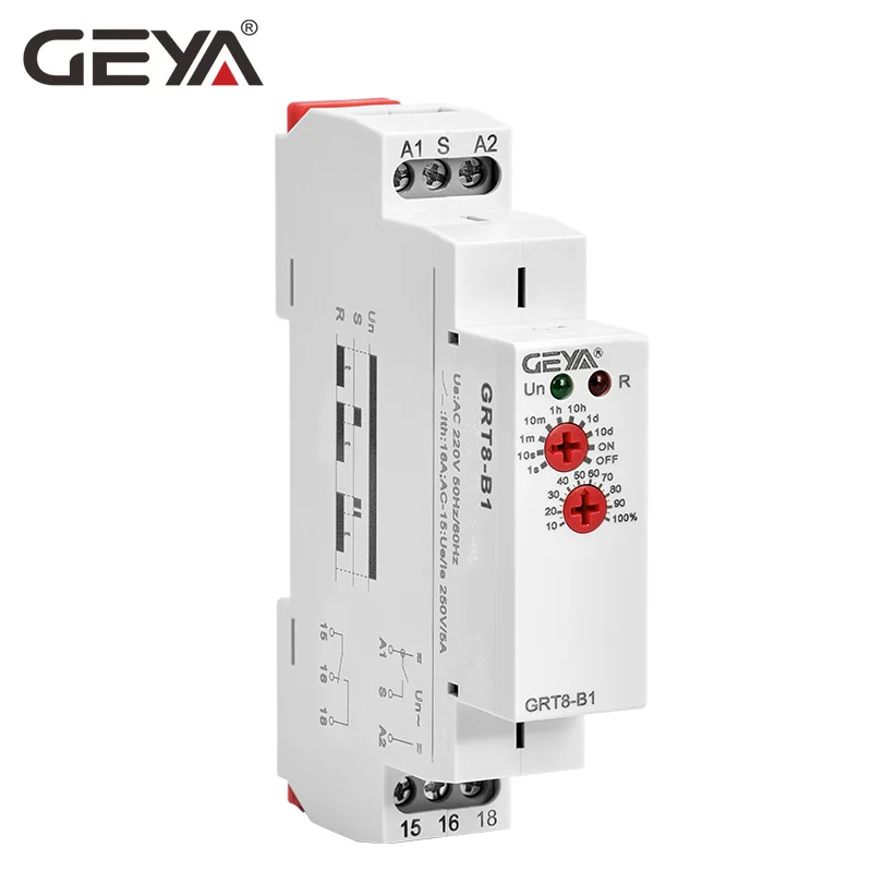 GEYA GRT8-B таймер задержки выключения реле 16A AC230V или AC/DC12-240V din-рейку 12 В реле задержки времени