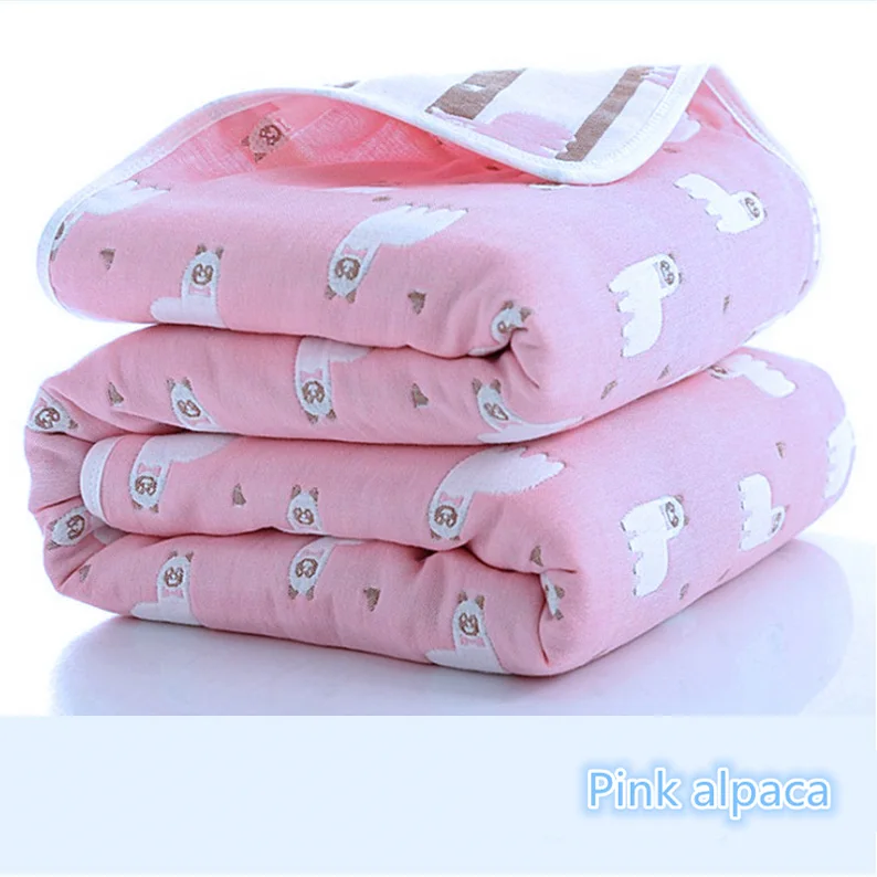 Pink alpaca S Детские одеяла для новорожденных Муслин Хлопок 6 слоев Толстая пеленка дети хлопчатобумажное одеяльце Детские обложки постельные принадлежности - Цвет: Pink alpaca S