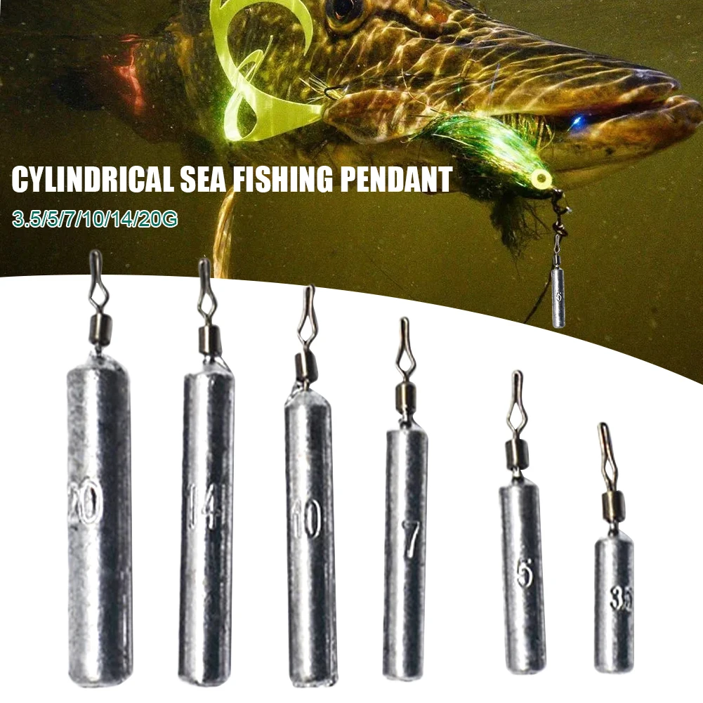 

10pcs Fishing Weights Sinkers Cylindrical Round Sinker Lead Drop Shot Rig Hooks with Swivels Fishing Tackle Fishing Accessories