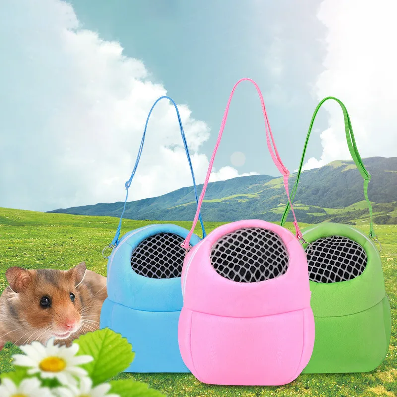 

Small Pet Carrier Rabbit Cage Hamster Chinchilla Travel Warm Bags Guinea Pig Carry Pouch Bag Breathable Pet Cage Rat Leash