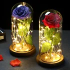Цветок Красавица и чудовище, светодиодная вечная роза в фотообои для декора, свадебные новогодние подарки для дома