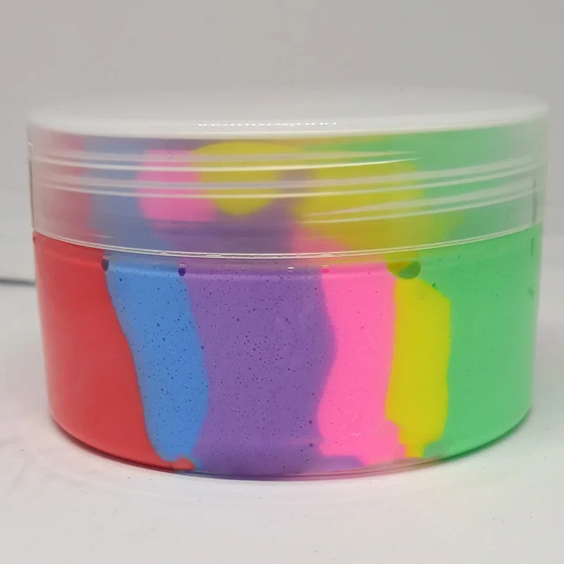 Флаффи слайм радужного цвета 60 мл/100 мл полимерный пластилин снятие стресса