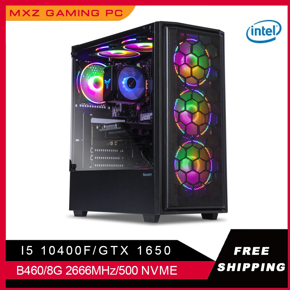 MXZ Gaming Computer I5 10400F GTX1650 1050ti Ordenador 500GB SSD Windows 10 Pro Key Desktop Assembly Machine PC For LOL CSGO