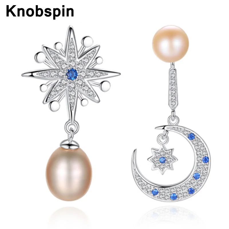 

Knobspin 100% 925 Sterling Silver 2021 Fashion Luxury Irregular Planet Pearl High Carbon Diamond For Women Earrings Fine Jewelry