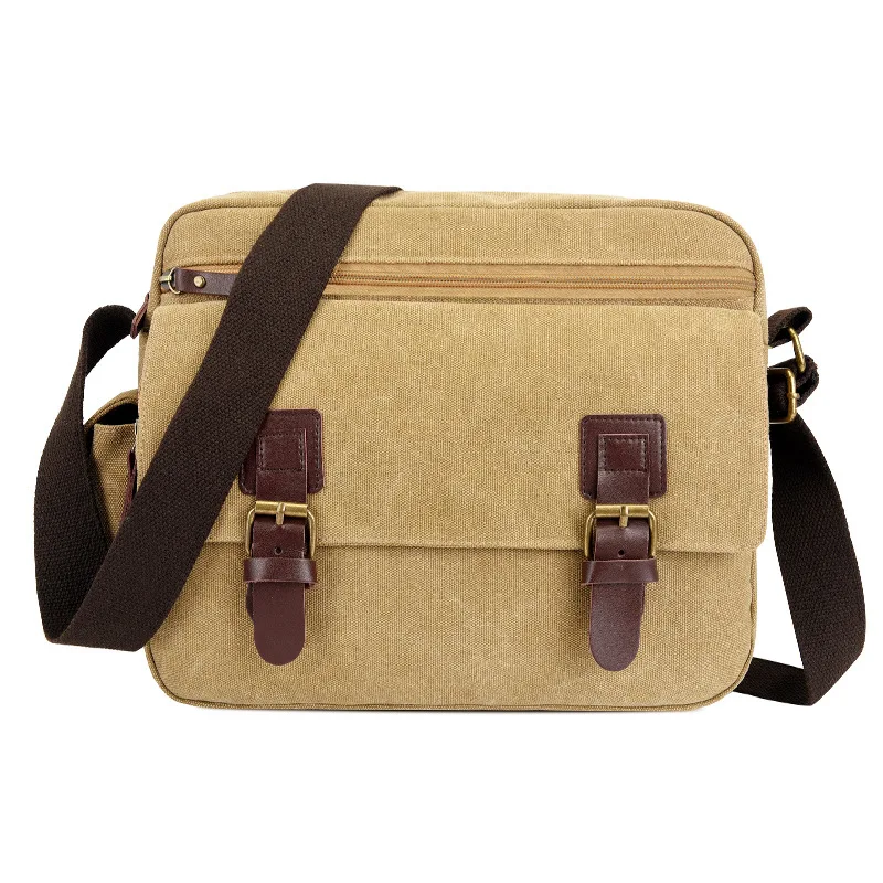 

Men's Bag Soft Canvas Messenger Bags Zipper Open Casual Travel School Shoulder Crossbody Pack High Quality Lightweight Handbags