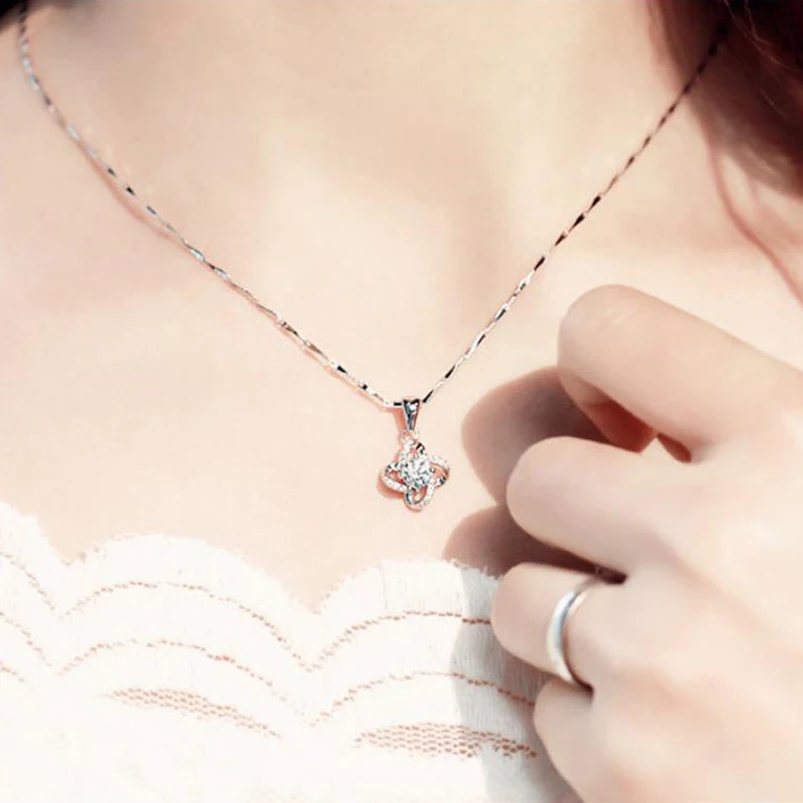 Цепочка с подвеской в виде четырехлистной травы на удачу | Украшения и аксессуары