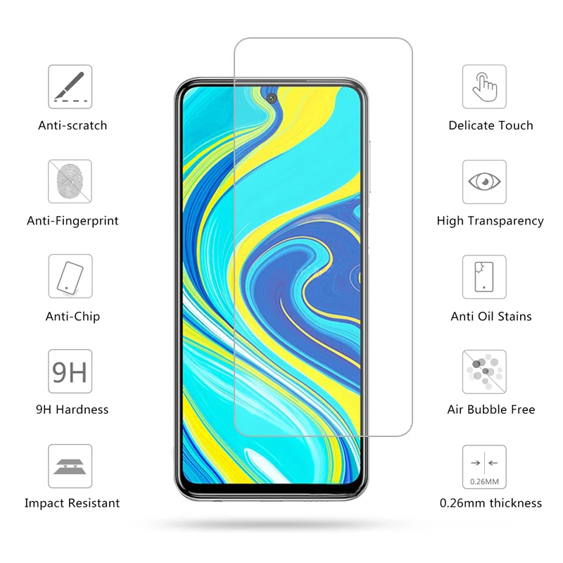 HATOLY-Protector de pantalla de cristal templado para Xiaomi Redmi Note 9S, pel&iacute;cula ultrafina para Xiaomi Redmi Note 9S Pro, 2 uds.-1