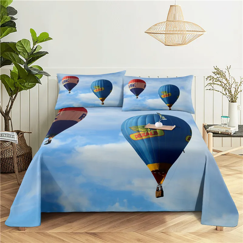 

Hot Air Balloon 0.9/1.2/1.5/1.8/2.0m Digital Printing Polyester Bed Flat Sheet With Pillowcase Print Bedding Set