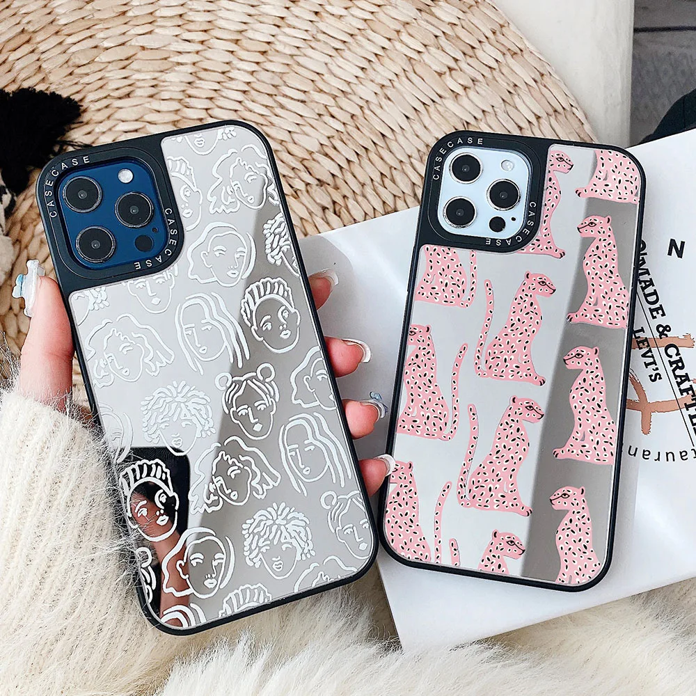 Модный зеркальный чехол для iphone 12 11 Pro Max SE 2020 жесткий с леопардовым принтом чехлы