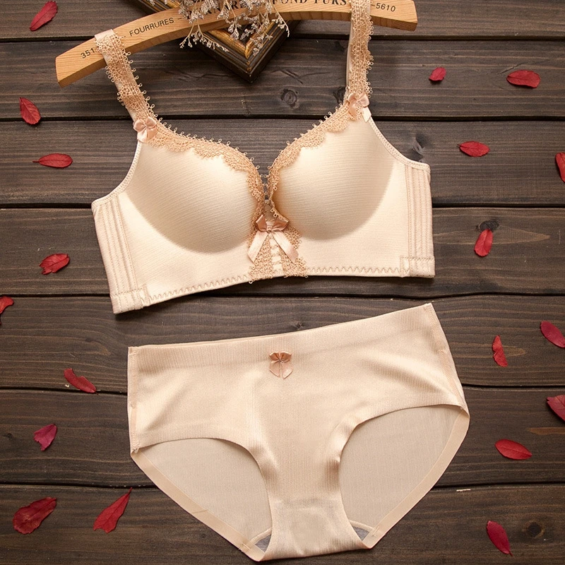 

Push Up Bra Set French Style Sexy Lace Underwear Set Seamless Women's Underwear Wireless Underwear Soft Breathable Bra New2021