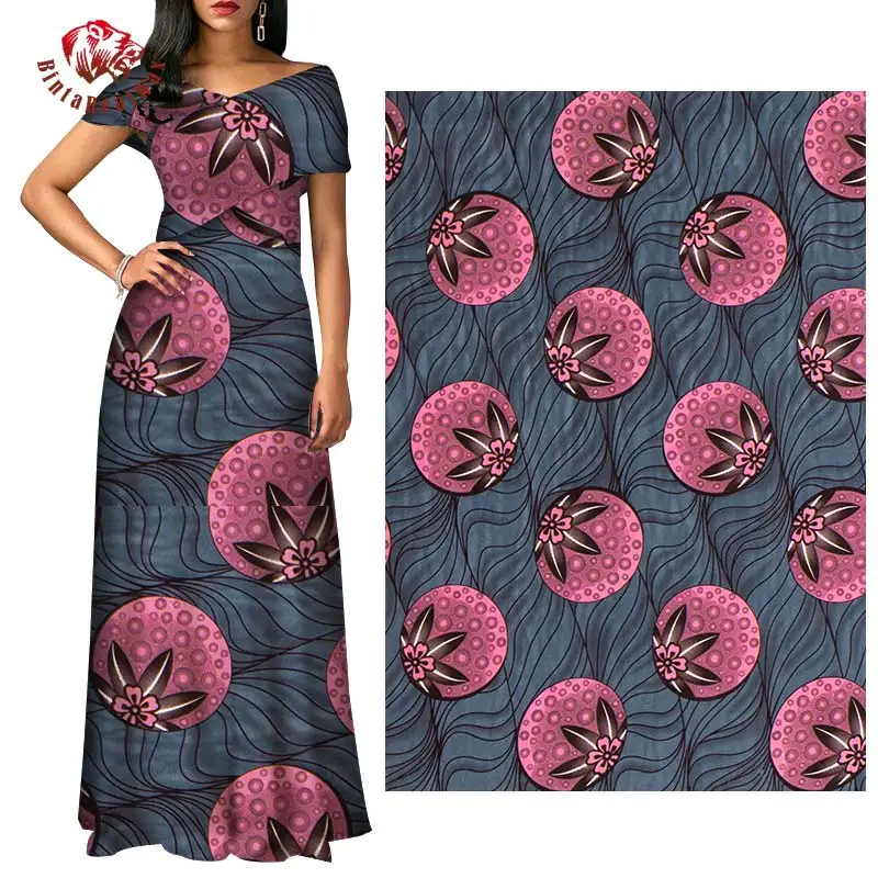 BintaRealWax полиэстер ткань темно розового цвета с изображением фруктов Анкара