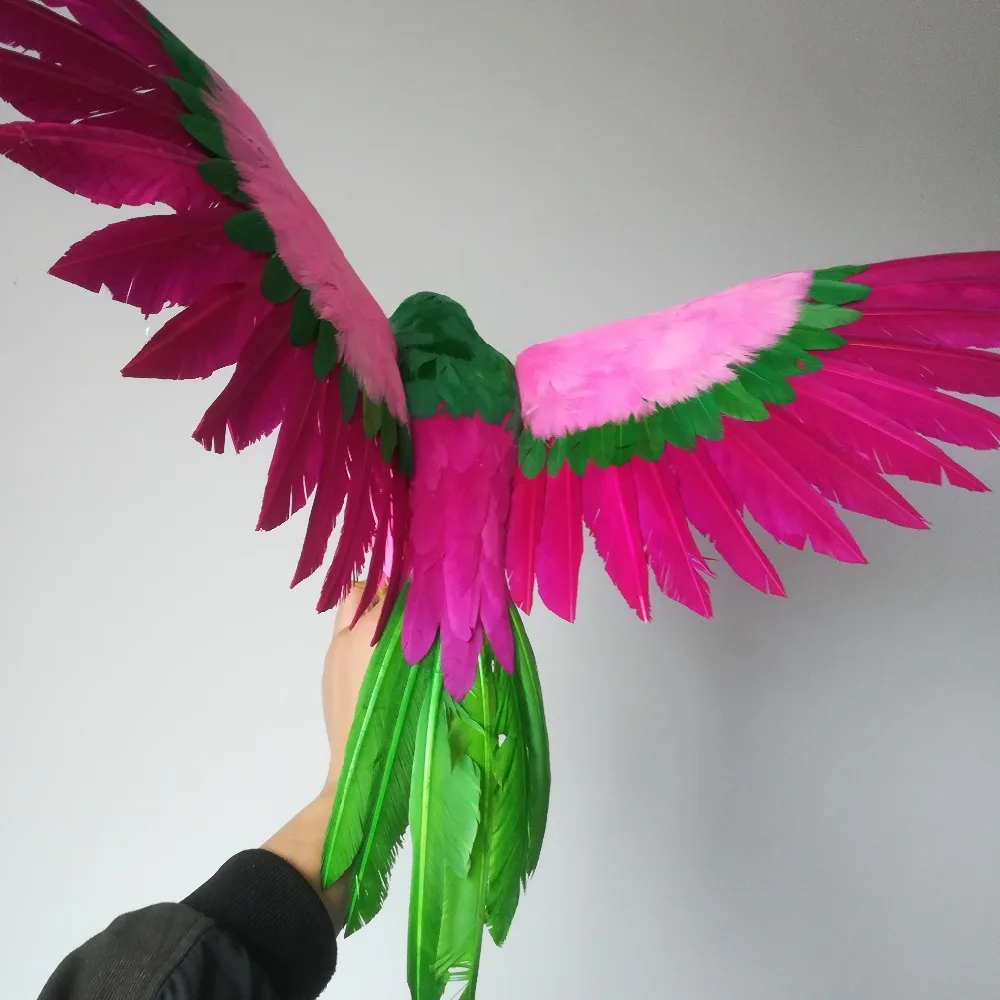 Креативная реальная жизнь Розовая модель попугая из пенопласта и перьев