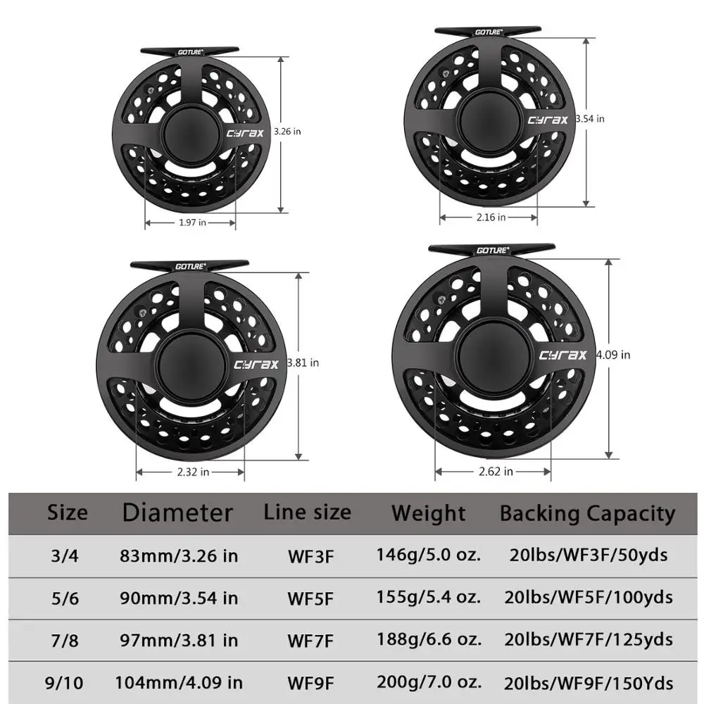 Катушка для ловли нахлыстом Goture катушка 3/4 5/6/ 7/8 9/10 WT с ЧПУ алюминиевая большая