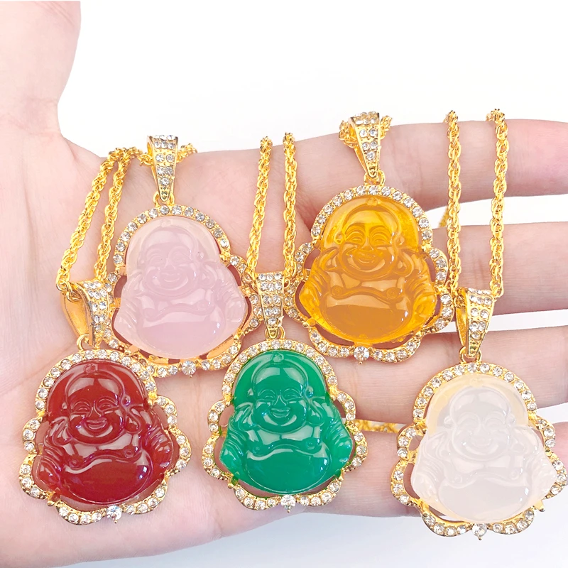 

Classic Buddhist Style Crystal Maitreya Buddha Pendant Necklace for Men Women Exquisite Fashion Religious Amulet Jewelry Gift