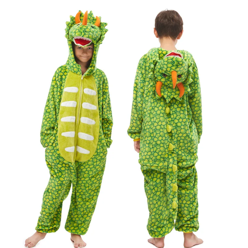 20 NEW kids kigurumi animal dinosaur unicorn pajamas set winter hooded soft Stitch Christmas sleepwear kids girls boys jumpsuit