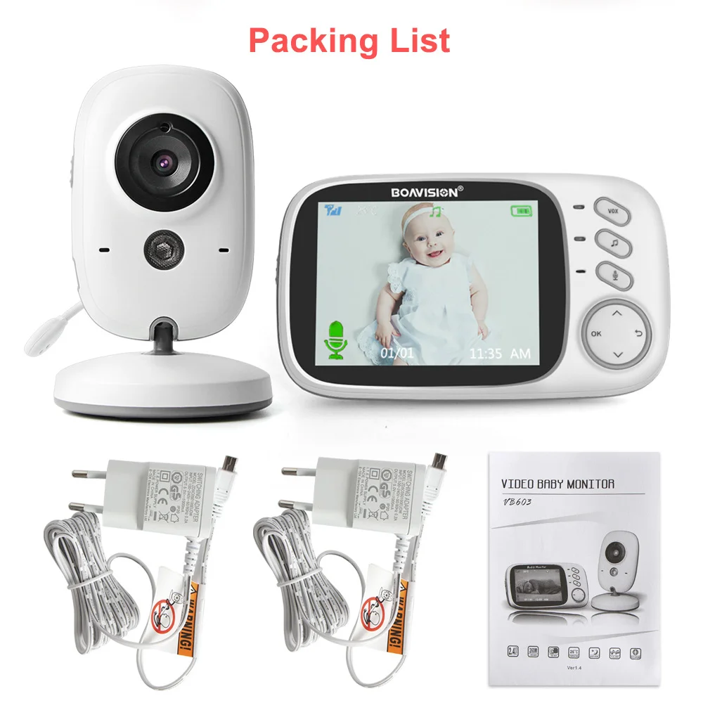

VB603-2.4G Wireless Video Baby Monitor with 3.2 Inch LCD Screen Two-way Audio with Night Vision Babysitter Surveillance Security