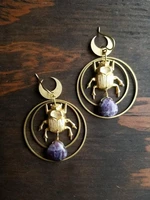 scarab earrings amethyst earrings gold plated amethyst jewelry boho bohemian gift for her