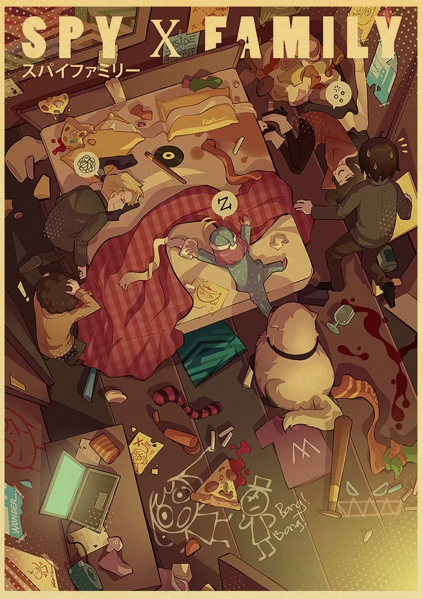 Короткая футболка с героями из японского аниме шпион x Семейные плакаты